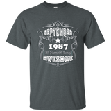 Semtember 1987 Gift 30 Years Old Shirt - 1987 Birthday Shirt_Navy