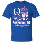 Queens Are Born On November 1st Funny Birthday T-shirt_black=