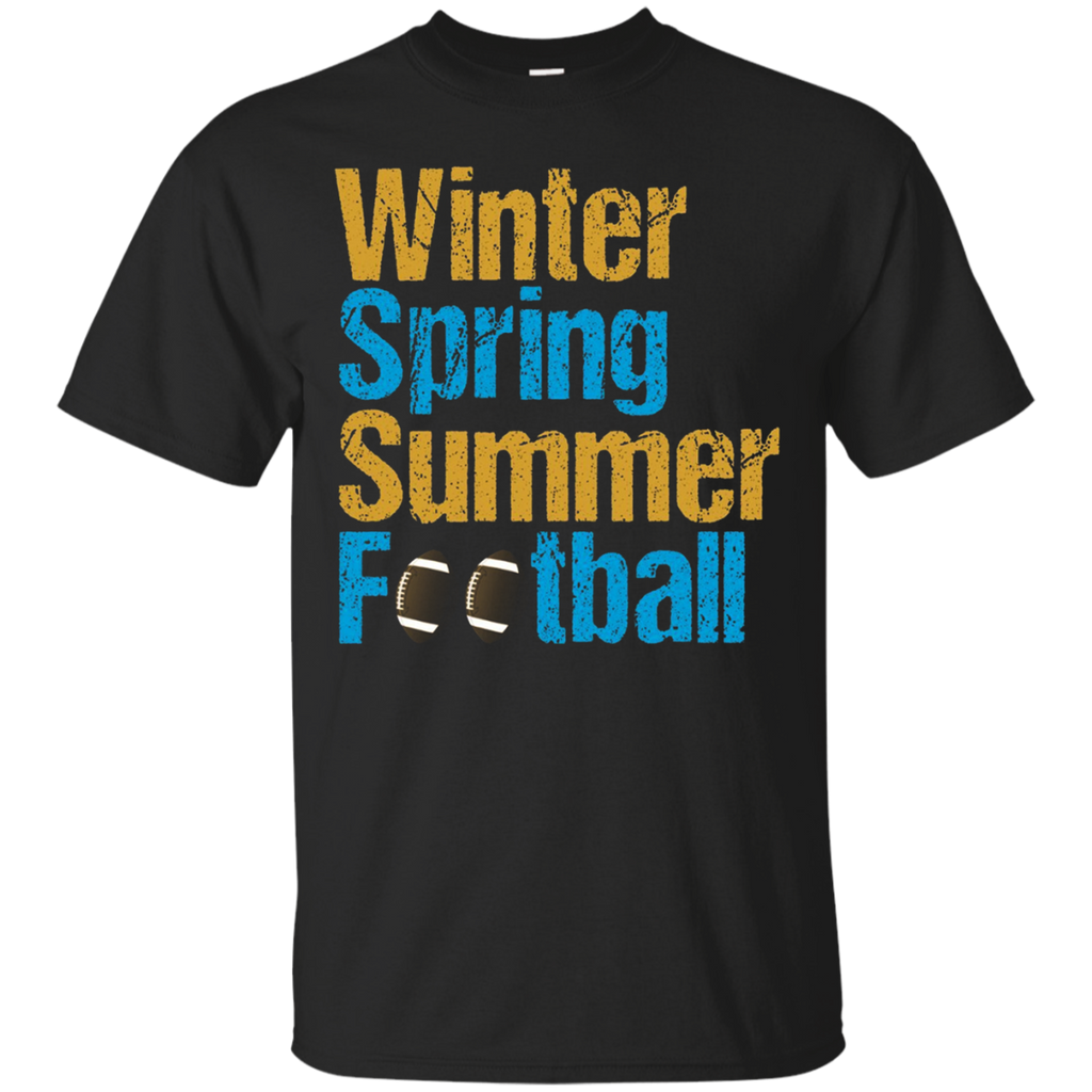 Winter Spring Summer Football T-shirt 4 Seasons Tee_black=