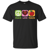 Peace Love Teach T-Shirt Teachers & Students Back to School_Black