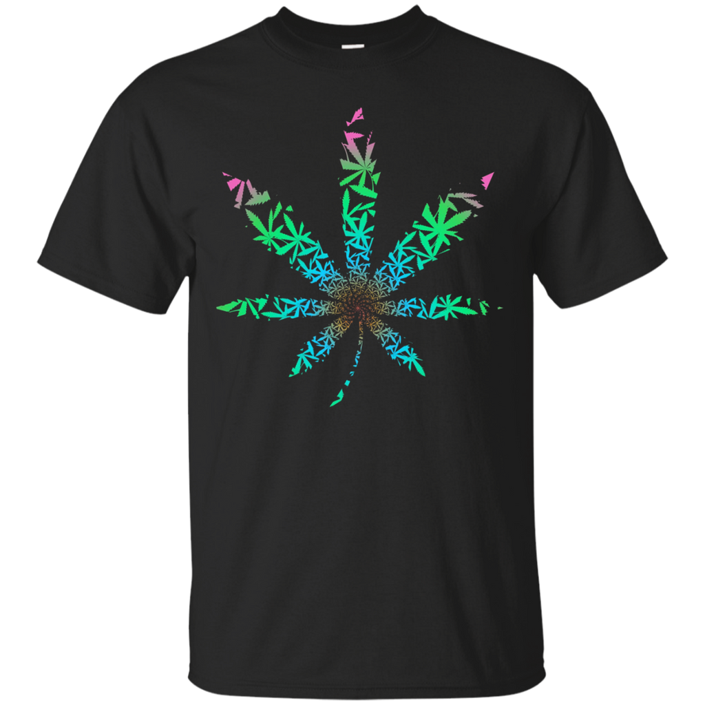 Rainbow Marijuana T-shirt Weed Blunt and Cannabis Smoker Shi_Black