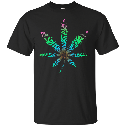 Rainbow Marijuana T-shirt Weed Blunt and Cannabis Smoker Shi_Black