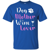 Womens Dog Mother Wine Lover T-Shirt For Mom, Wife and Girlfrien_Black