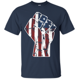 Patriotic American Flag Fist T-shirt_Black