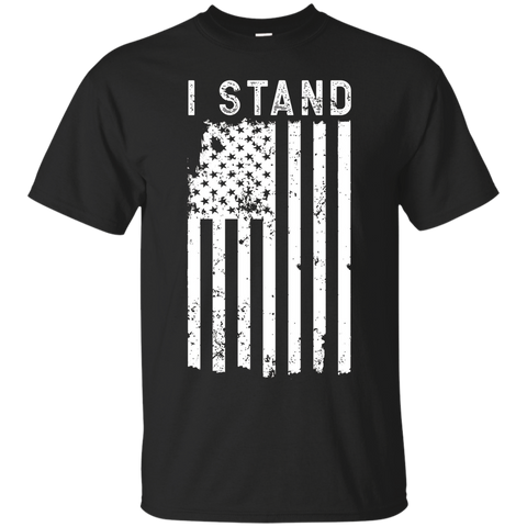 I Stand - I Don't Kneel America Vertical Flag Tee_black