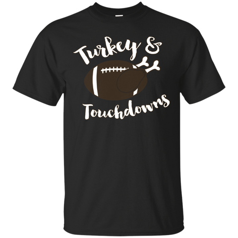 Thanksgiving T-shirt Turkey & Touchdowns_black=