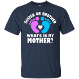 Sister or Brother What's In My Mother Gender Party T-Shirt_Black