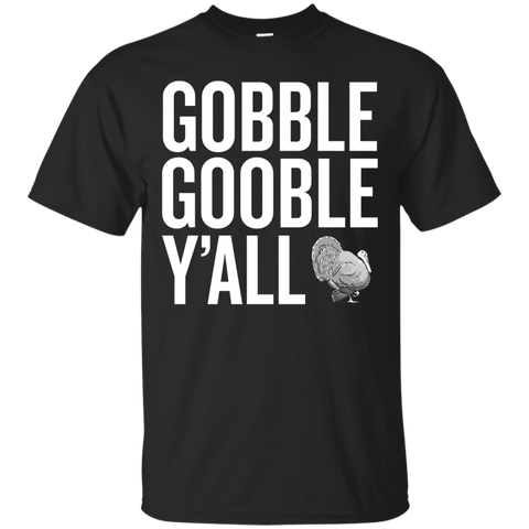 Gobble Gobble Y'all T-shirt With Turkey Graphic_black