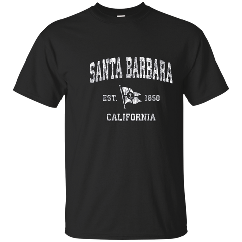 Santa Barbara California CA Vintage Boat Anchor Flag Tee_Navy