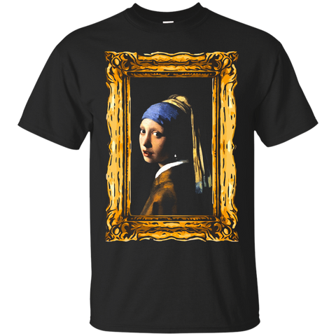 Girl With A Pearl Earring Famous Art Painting Vintage Style_black