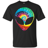 Rainbow Tie Dye Alien Head Cool Tye Die Trippy Rave T-Shirt_Black