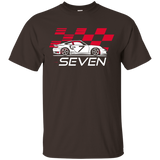Race Car 7th Birthday T-Shirt Seven Year Old Boy Party_Black