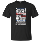 A Proud American Trucker Support Guns Troops Flag T Shirt_black