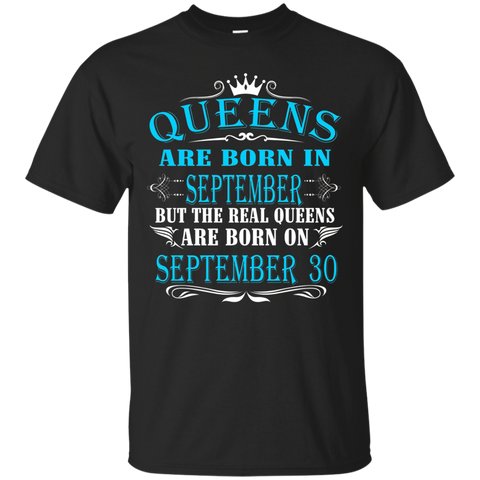 Queens Are Born In September 30 T-Shirt_Black