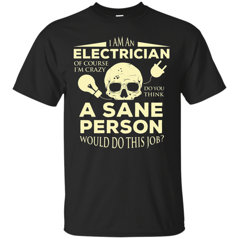 Mens Electrician T-shirt Funny Skull Graphic Tee Shirts Gift_black=