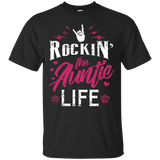 Rockin the Auntie Life Shirt Cool Tee for Aunt Mothers_Black