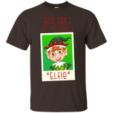 But First Let Me Take A Selfie Shirt Funny Elfie Christmas T_black=