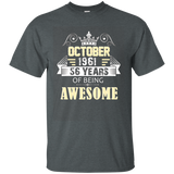 October 1961 Shirt - 56 Years Of Being Awesome T- Shirt_asphalt=