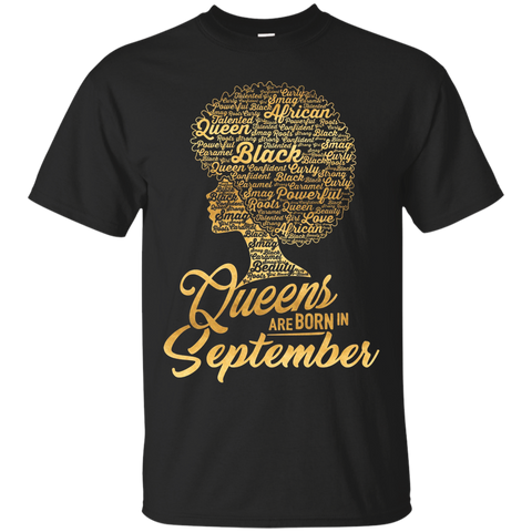 Black Queens Are Born In September Shirt Birthday Gift Tee_black=