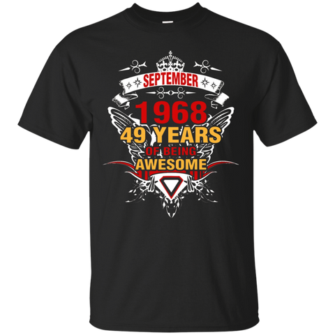 September 1968 49th Birthday 49 Years Old Gift T-Shirt_Black