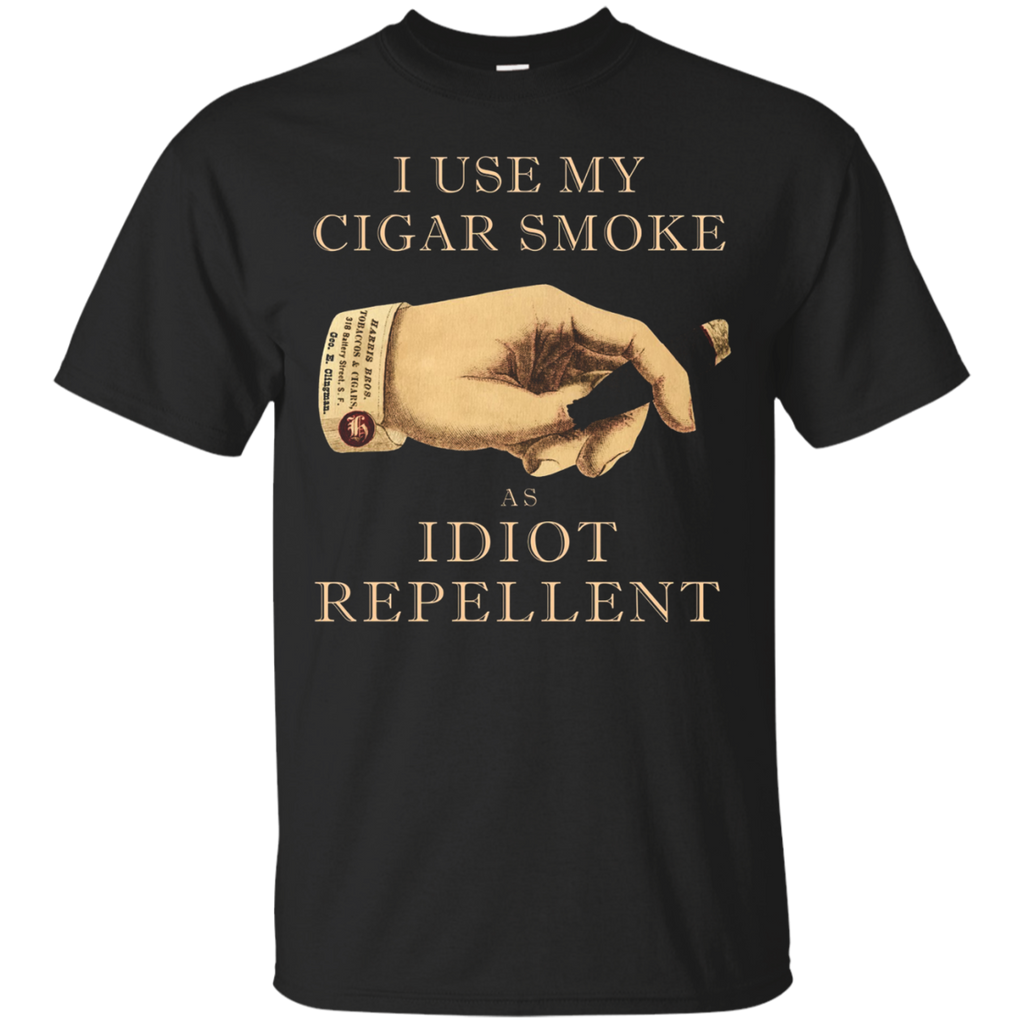 Sarcastic Cigar T Shirt - Idiot Repellent Cigar Shirt_Black