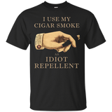 Sarcastic Cigar T Shirt - Idiot Repellent Cigar Shirt_Black