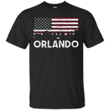 Orlando FL American Flag Skyline Distressed T-Shirt_Black