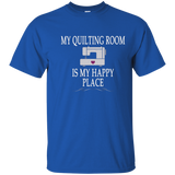 My Quilting Room Is My Happy Place T-shirt Quilt Gift Tee_Navy