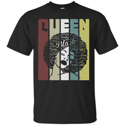 Vintage Retro Strong Black Woman with Natural Hair Afro Tees_Black