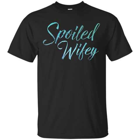 Wifey And Hubby - Spoiled Wifey Blue Watercolor T-shirt_black=