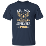 Legends Are Born In September 1980 Birthday Gift Shirt