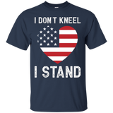 I Don't Kneel - I Stand American Flag Love Heart Tee_black