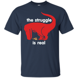 T Rex The Struggle Is Real Pizza Funny T Shirt_Black