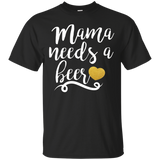 Women's Mama Needs A Beer Funny T-Shirt_Black