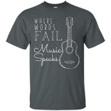 Where Words Fail Music Speaks Custom Printed Graphic T-Shirt_Black