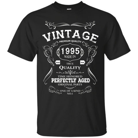 Vintage Made In 1995 Perfectly Aged Funny 22nd Birthday Tee_Black