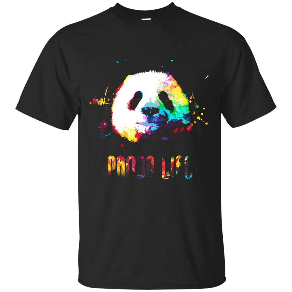 Panda Bear Life Rainbow Watercolor Bright Splatter Shirt_Black