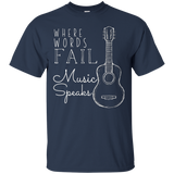 Where Words Fail Music Speaks Custom Printed Graphic T-Shirt_Black