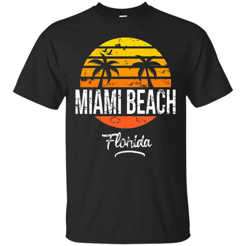 Miami Beach Florida Vintage T Shirt Retro Beach Style_Black