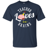 Funny Halloween Costume T-shirt Teacher Loves Brains Shirt_black=