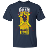 The Invincible Iron Man Retro Comic Side Panel Stamp T-Shirt_Black