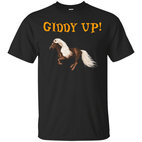 Giddy Up! Cowboy Cowgirl Horseback Rider Horse Shirt_black=