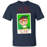 But First Let Me Take A Selfie Shirt Funny Elfie Christmas T_black=