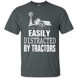 Farmer Gift - Easily Distracted By Tractors Tshirt_black=