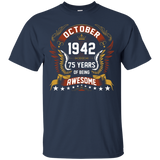 October 1942 75th Birthday 75 Years Old Gift T-Shirt_Black