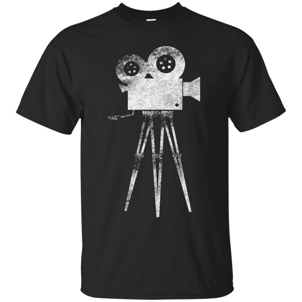 Retro Camera Cameraman Filmmaker Movie Director T Shirt Tee_Black