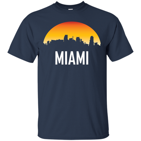 Miami Florida Sunset Skyline Silhouette T-Shirt_Black