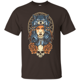 Native American girl with Wolf headdress full color t-shirt_Black
