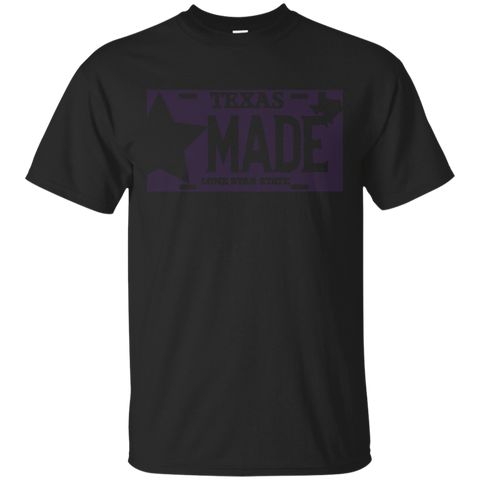 Texas Made Lone Star License Plate T-Shirt- Screw Purple_Black