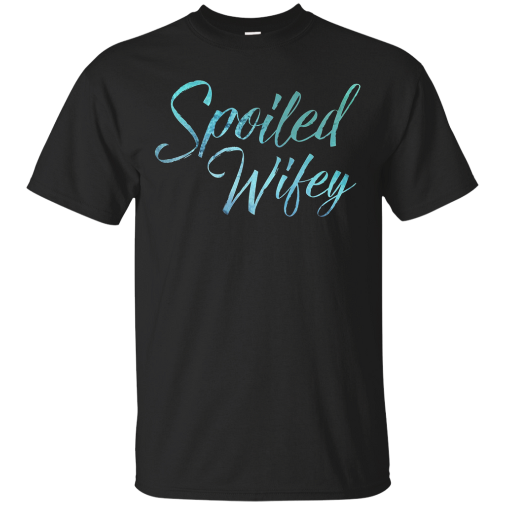 Wifey And Hubby - Spoiled Wifey Blue Watercolor T-shirt_black=